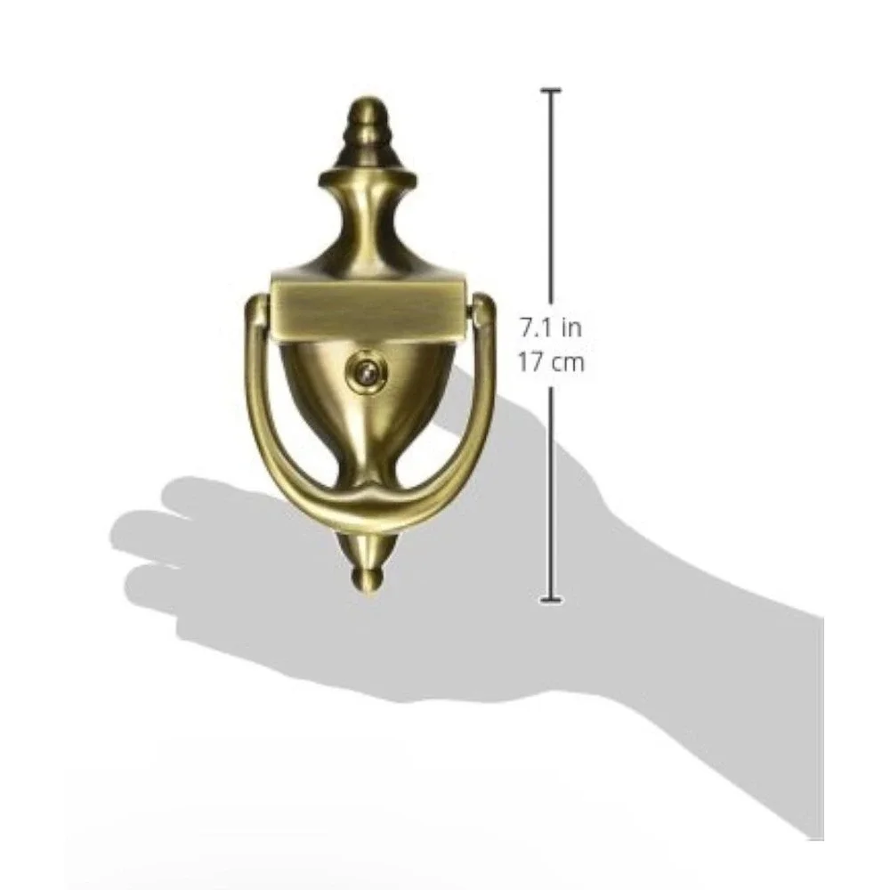 Baldwin 0101 Colonial Door Knocker, Antique Satin Brass W/Oberv-o-Scope